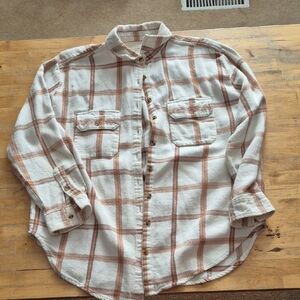 Billabong Women's White and Tan Checkered Button-Down Shirt